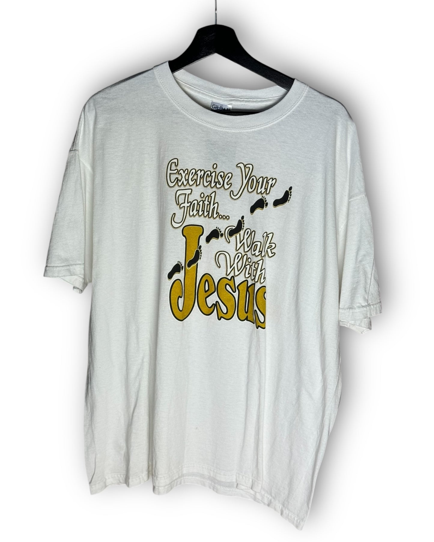 Exercise Your Faith… Walk with Jesus Vintage T-Shirt XL++ - Premium Christian Jesus Vintage T-shirts from Vintage - Just $25! Shop now at Feu de Dieu