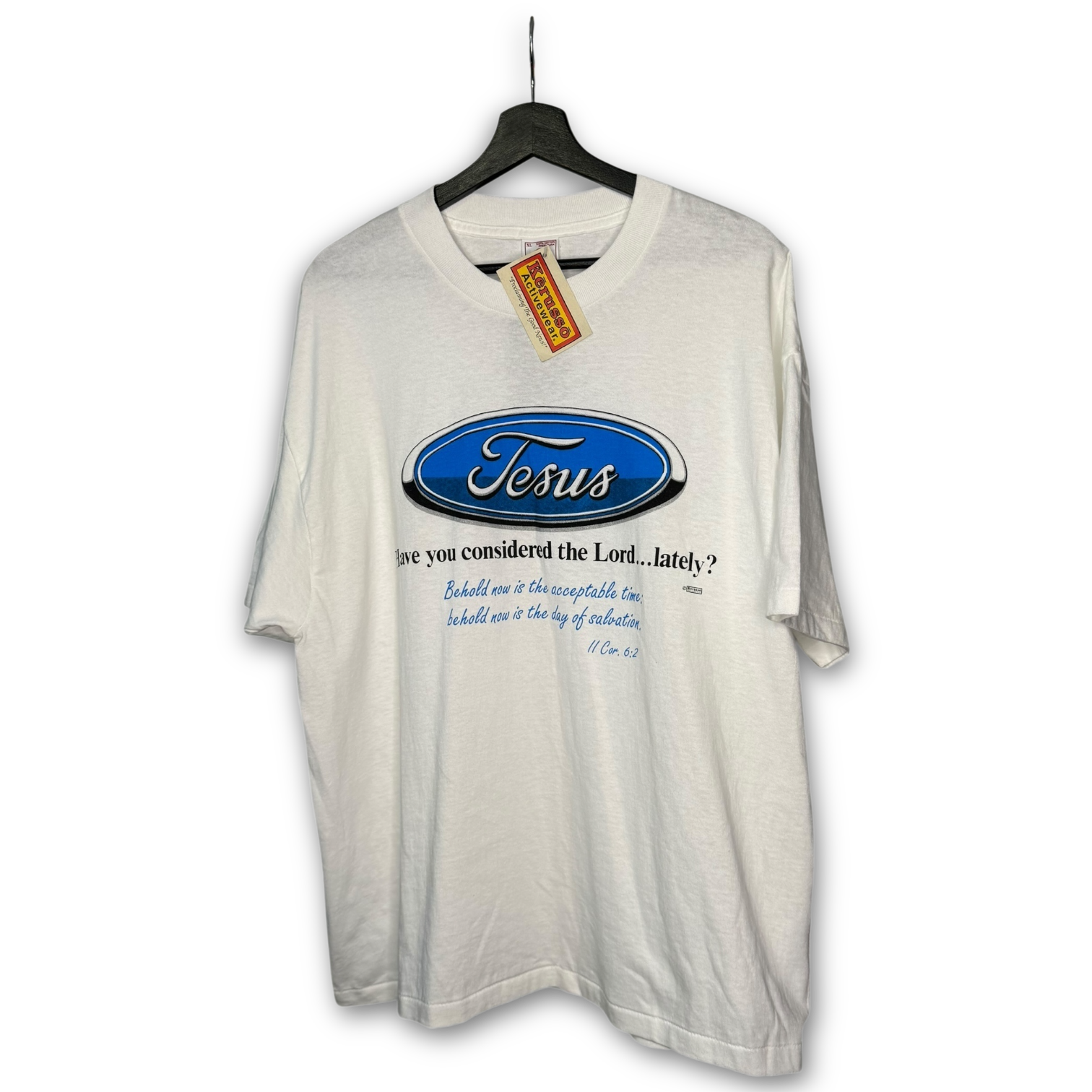 Vintage 90s Jesus Ford Logo Parody Kerusso T-Shirt XL Deadstock 2 