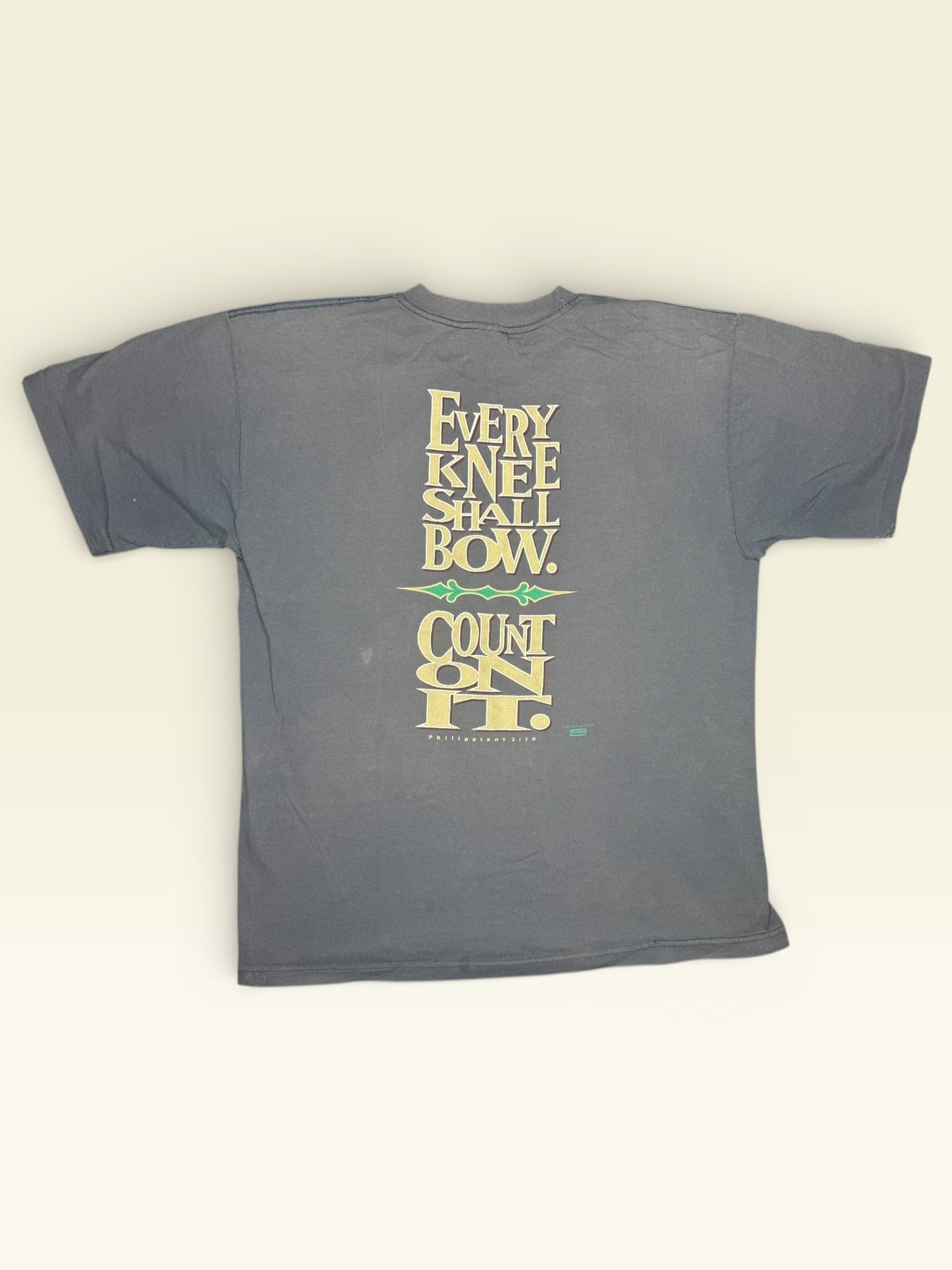 Vintage 1996 Jesus Every Knee Shall Bow T-Shirt XXL Kerusso Hole