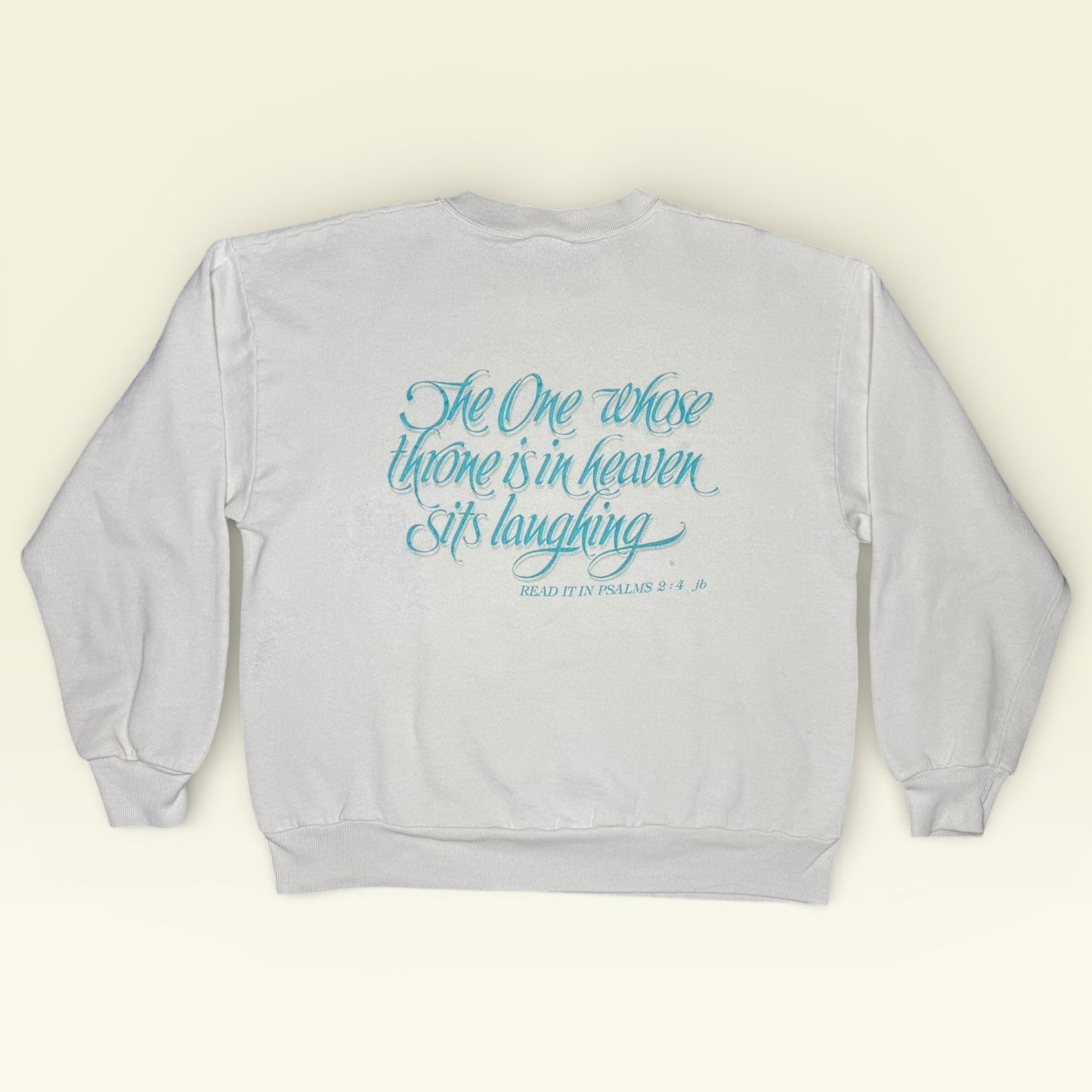 Vintage 90s Jesus Laughing Sketch Sweatshirt L/XL Ralph Kozak Art Christian Crewneck