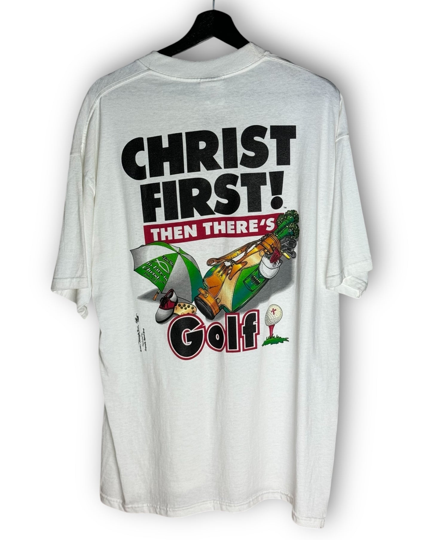 Christ First! Then There’s Golf Vintage T-Shirt XL - Premium Christian Jesus Vintage T-shirts from Delta - Just $75! Shop now at Feu de Dieu