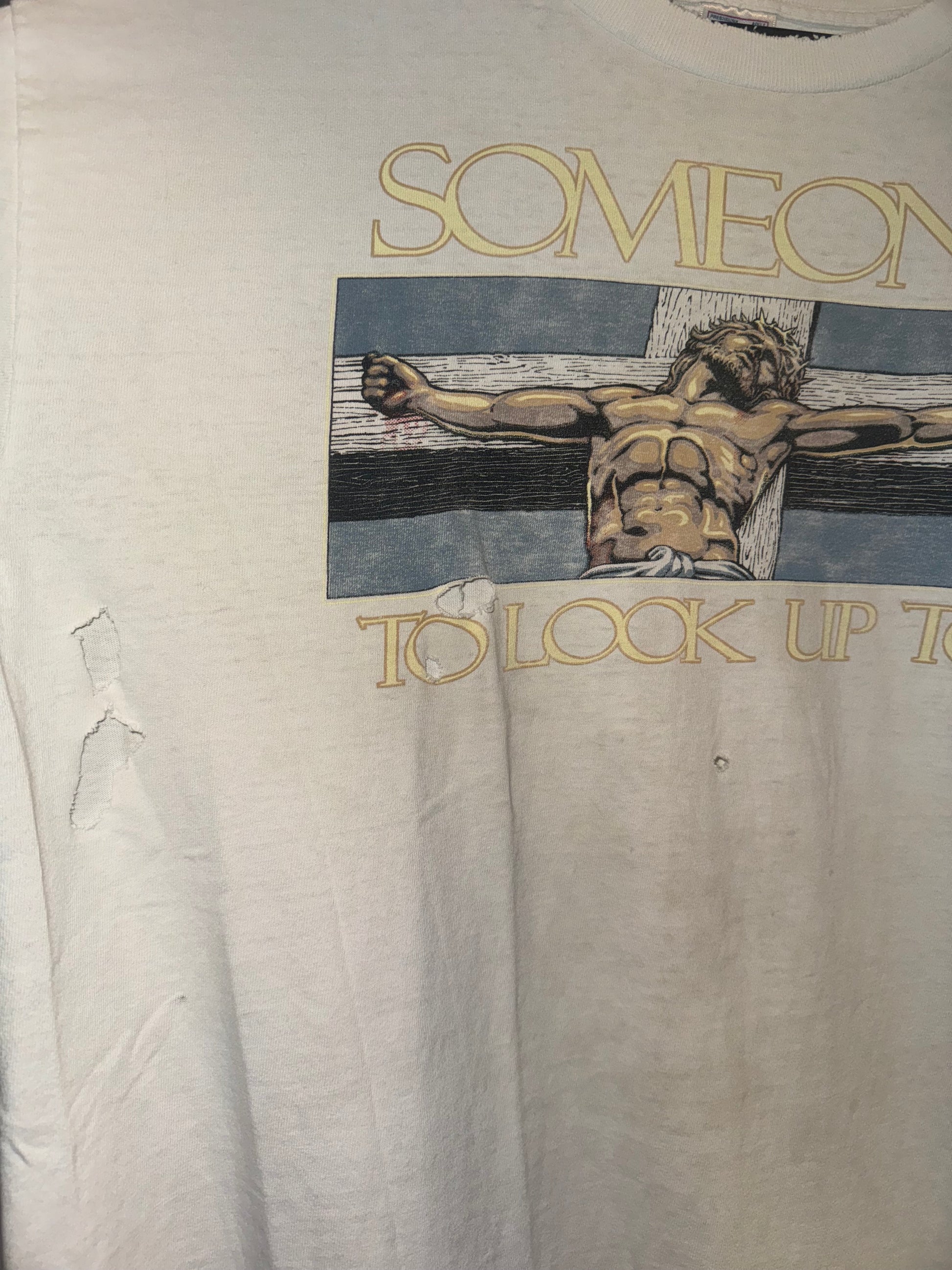 Someone to Look Up To Jesus Living Epistles Vintage T-Shirt XL+ Thrashed - Premium Christian Jesus Vintage T-shirts from Vintage - Just $75! Shop now at Feu de Dieu