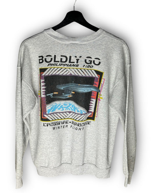 Boldy Go Star Trek Parody Vintage Crewneck Sweater L - Premium Sweater from Tee Jays - Just $60! Shop now at Feu de Dieu