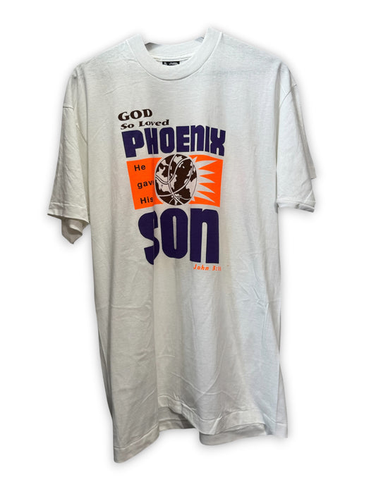 Vintage 90s “God So Loved Phoenix… He Gave His Son” Suns Parody T-Shirt · John 3:16 · XL