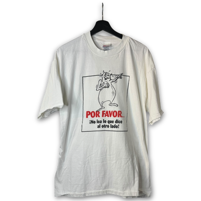 Vintage 90s Spanish Chick Tract devil "Por Favor" Reverse Psychology T-Shirt L