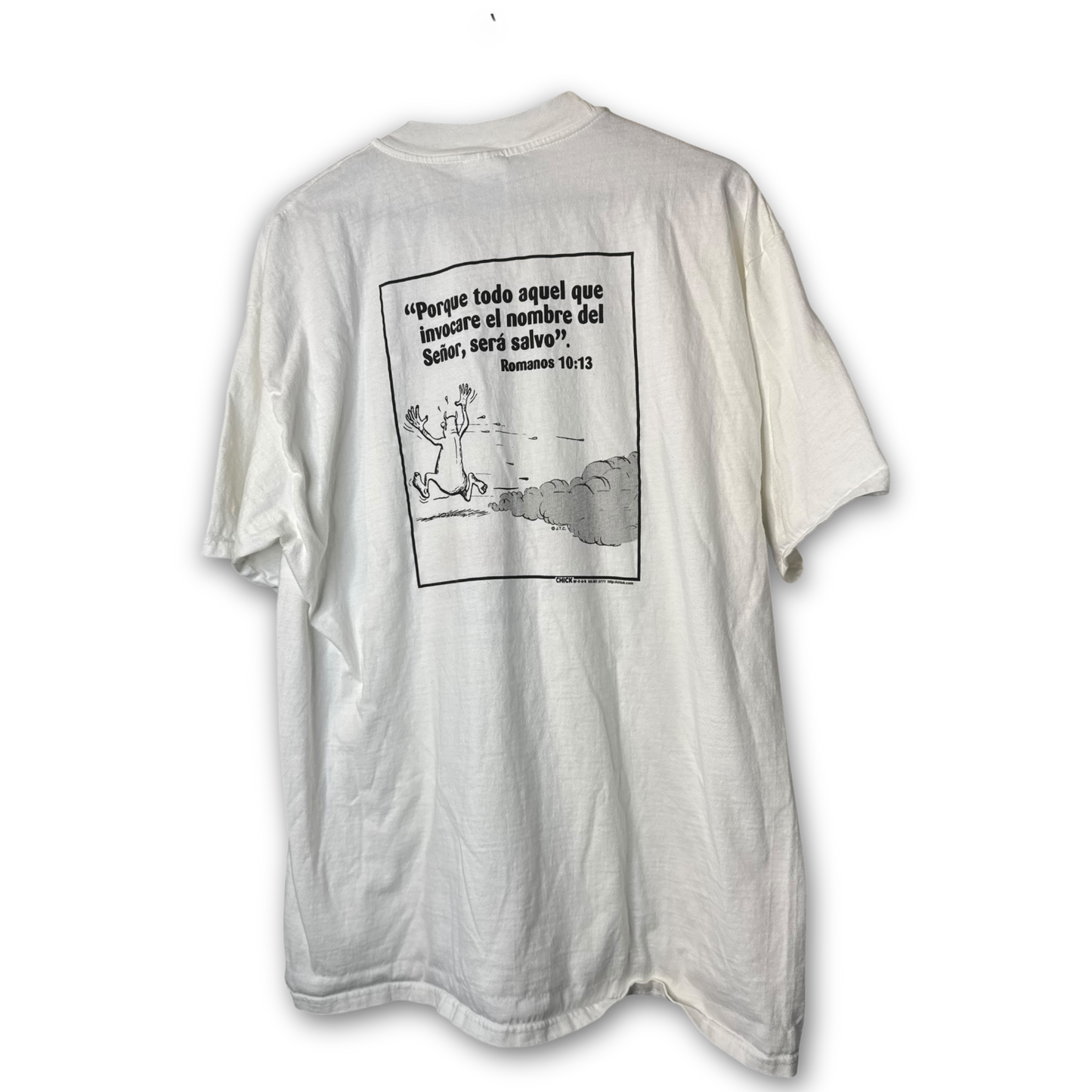 Vintage 90s Spanish Chick Tract devil "Por Favor" Reverse Psychology T-Shirt L