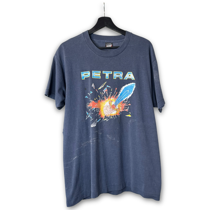 Vintage 1989 Petra "On Fire!" World Tour Distressed T-Shirt XL Sword of the Spirit
