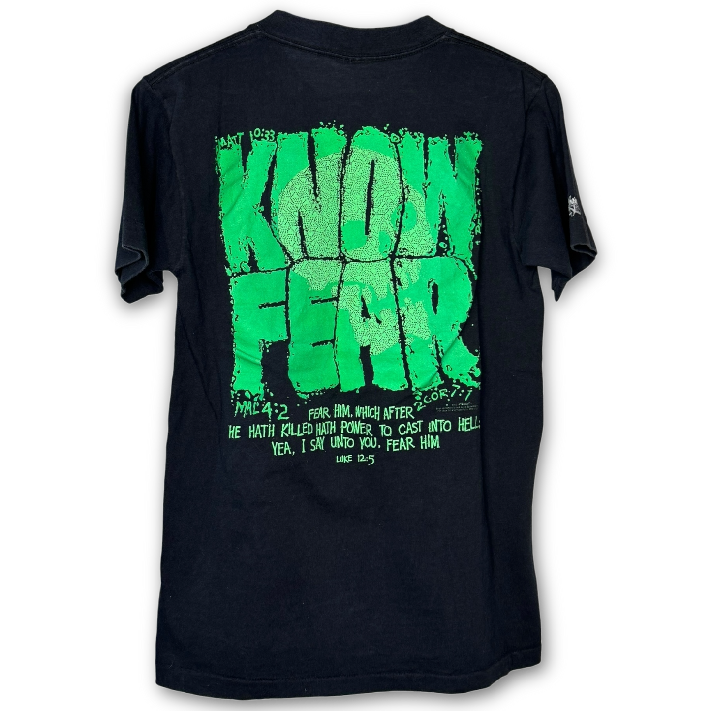 Vintage 1992 Living Epistles Know Fear T-Shirt S No Fear Parody Skull Luke 12