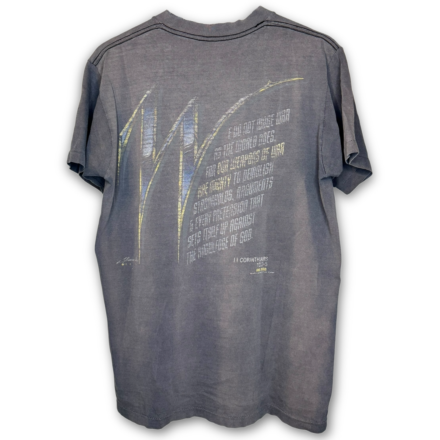 Vintage Faded 1988 Living Epistles Weapons of War T-Shirt M Single Stitch Spiritual Warfare