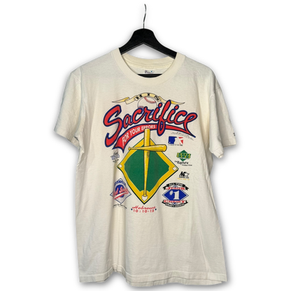 Vintage 90s His Sacrifice Jesus Baseball T-Shirt L Premier Tag Designated Hitter Single Stitch