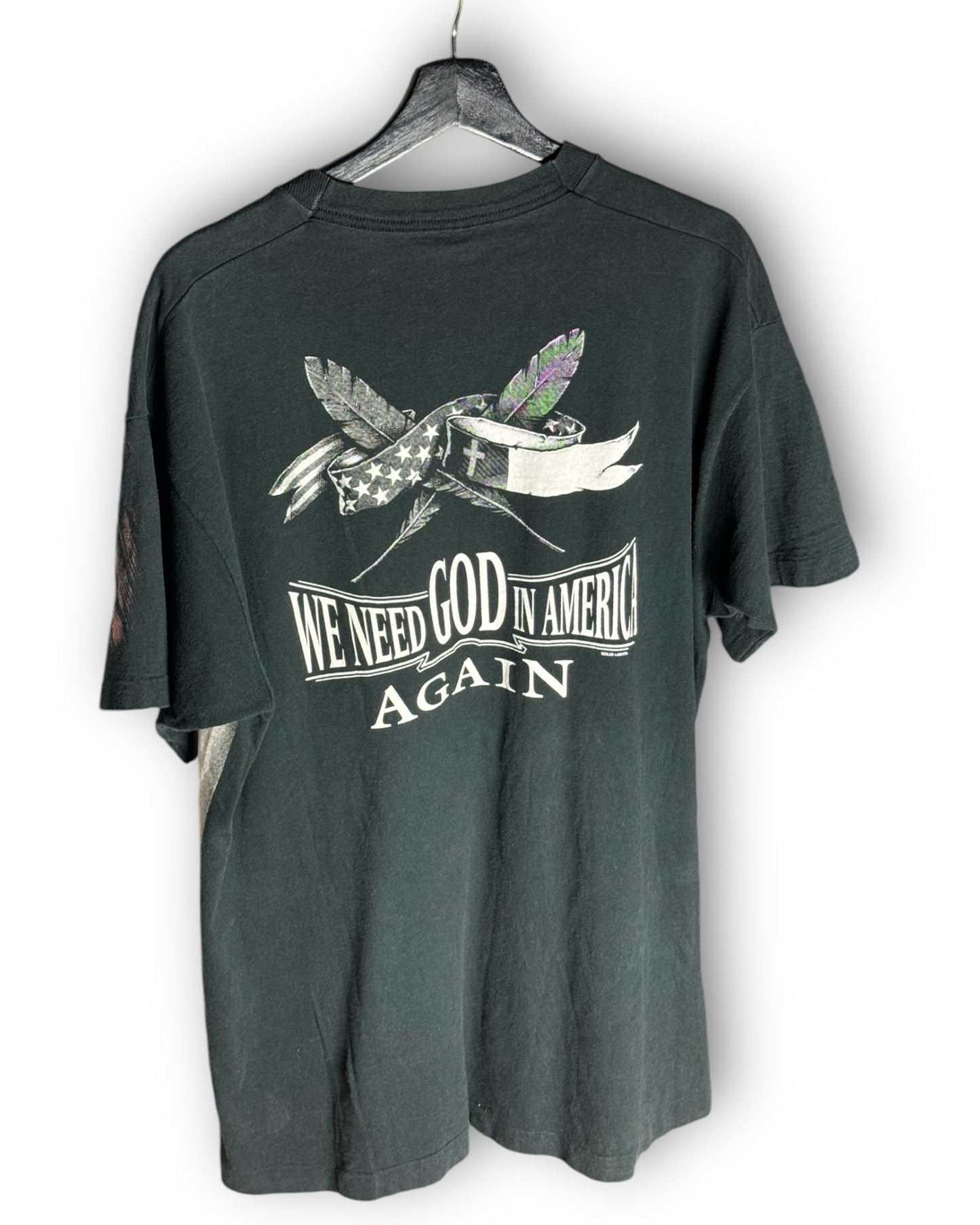 We Need God in America Again AOP Vintage T-Shirt XL - Premium Christian Jesus Vintage T-shirts from Living Epistles - Just $80! Shop now at Feu de Dieu