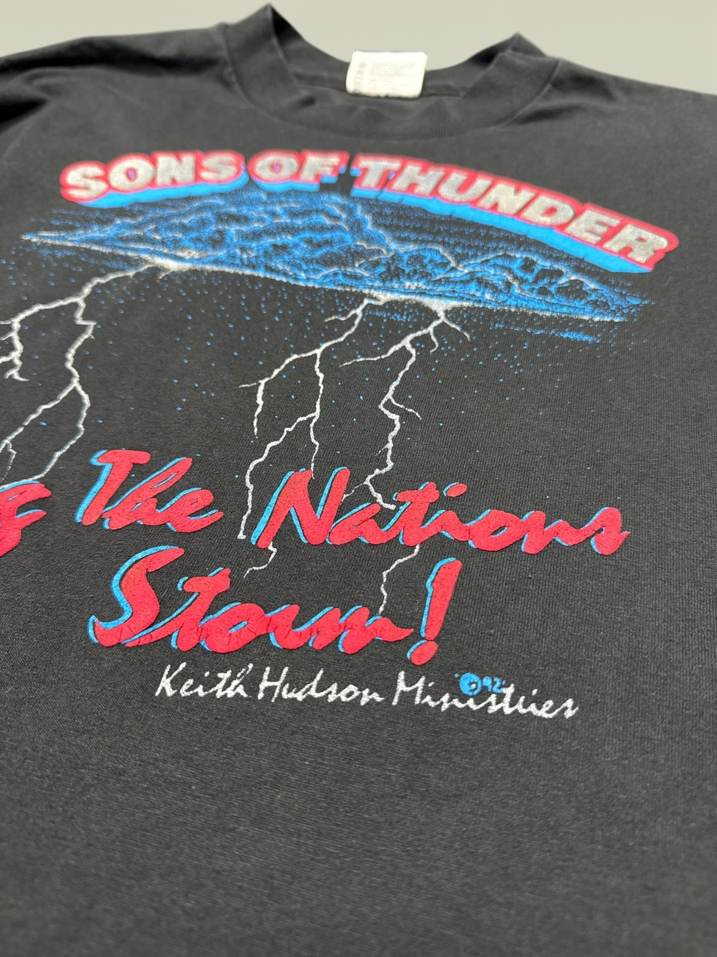 Vintage 1992 Keith Hudson Sons of Thunder T-Shirt XL Katy Perry's Dad Single Stitch
