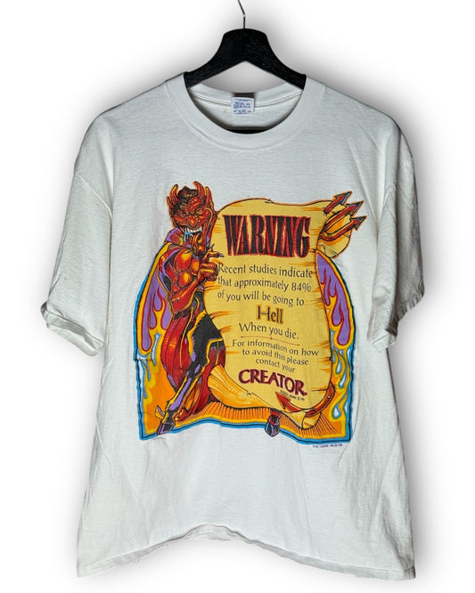 Devil Warning Hell Read John 3:16 Vintage T-Shirt XL - Premium Christian Jesus Vintage T-shirts from Vintage - Just $260! Shop now at Feu de Dieu