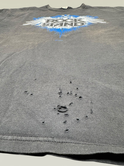 Thrashed Vintage Jesus Is The Rock T-Shirt XXL Distressed Grunge Wings Rock Band