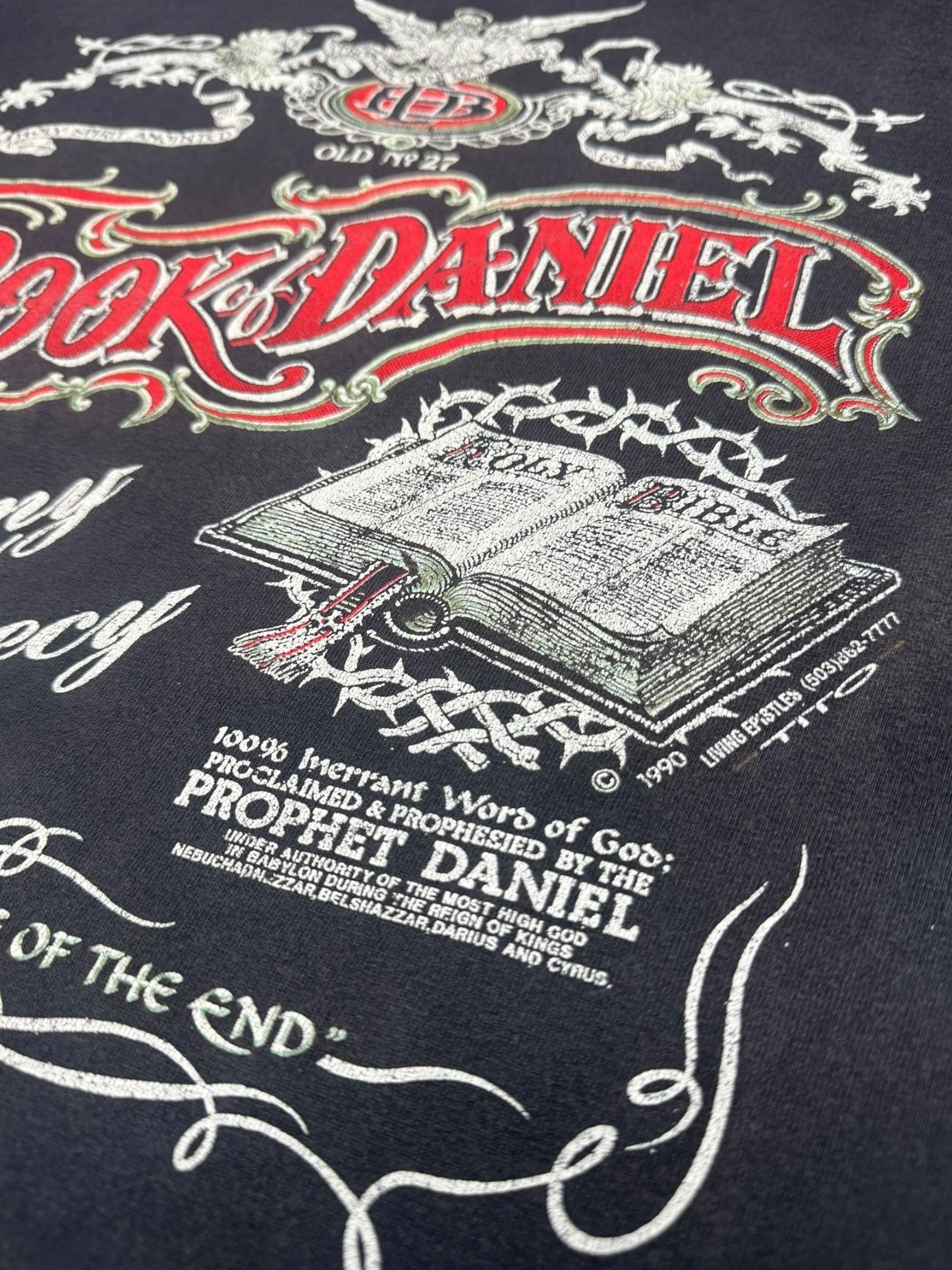 Vintage 1990 Book of Daniel Prophecy T-Shirt XL Living Epistles Scroll Art