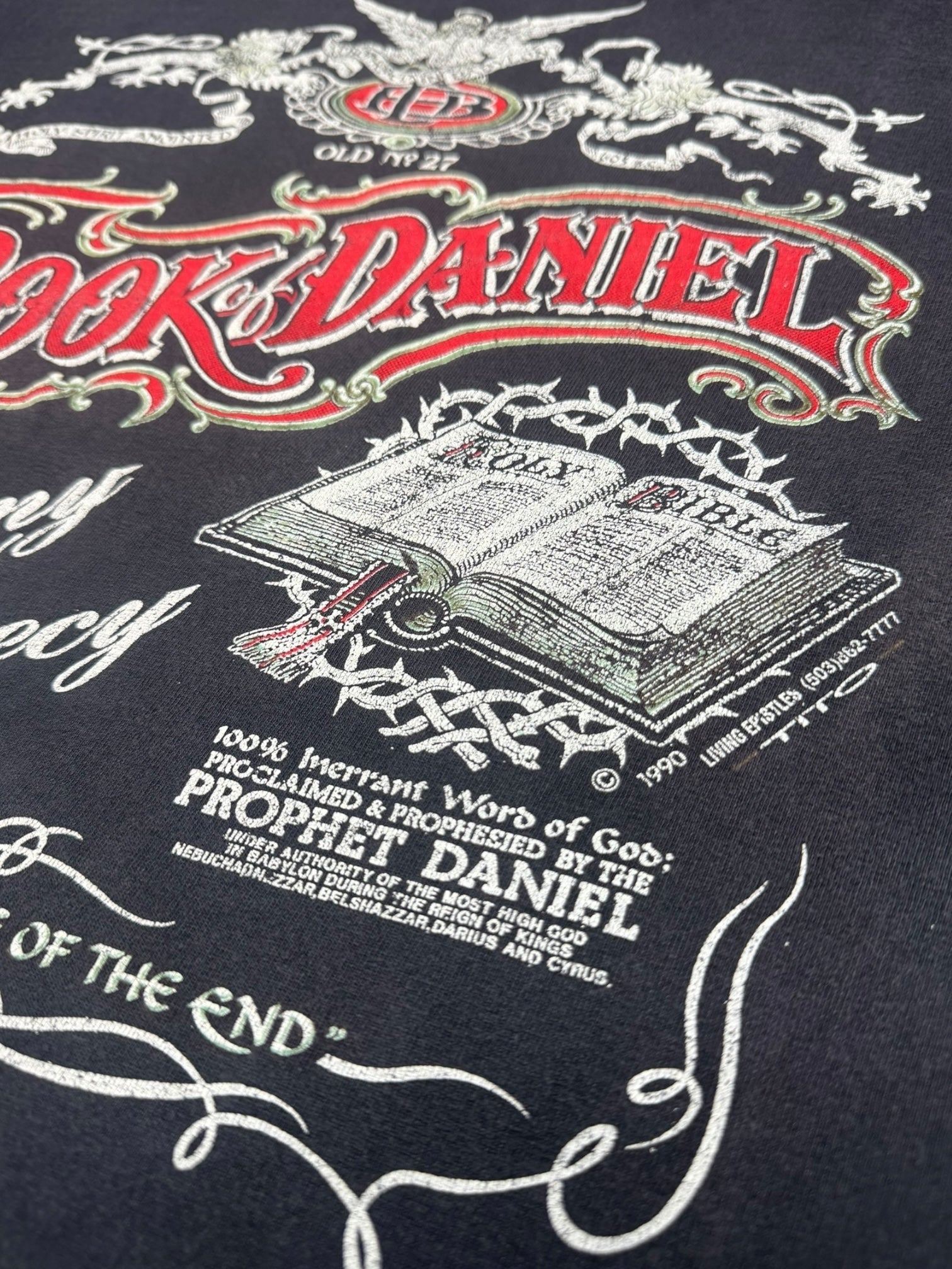 Vintage 1990 Book of Daniel Prophecy T-Shirt XL Living Epistles Scroll Art