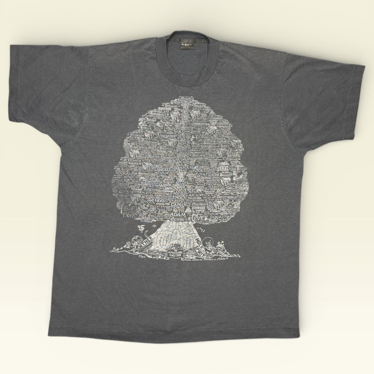 Vintage 1991 Old Testament Family Tree T-Shirt XL Histrees Genealogy Genesis