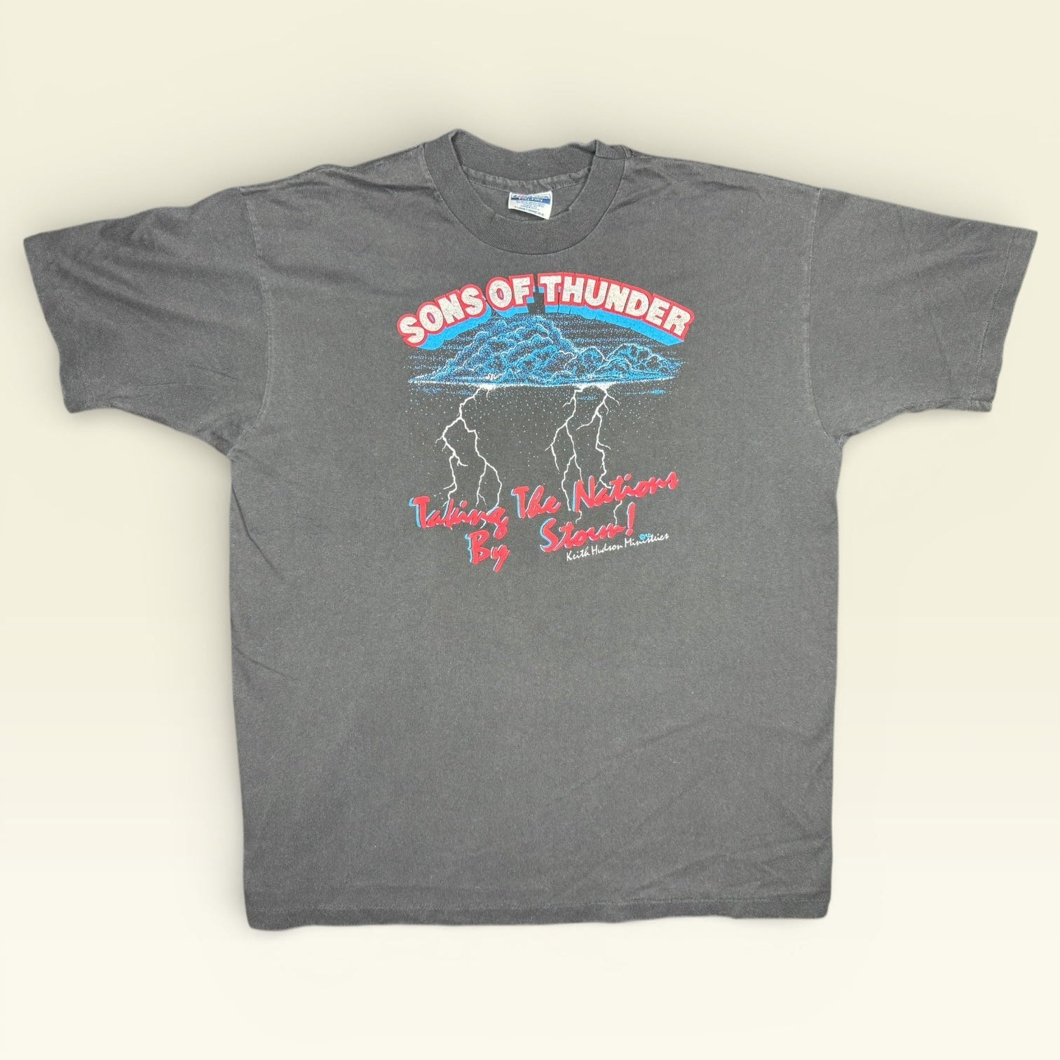 Vintage 1992 Keith Hudson Sons of Thunder T-Shirt XL Katy Perry's Dad Single Stitch