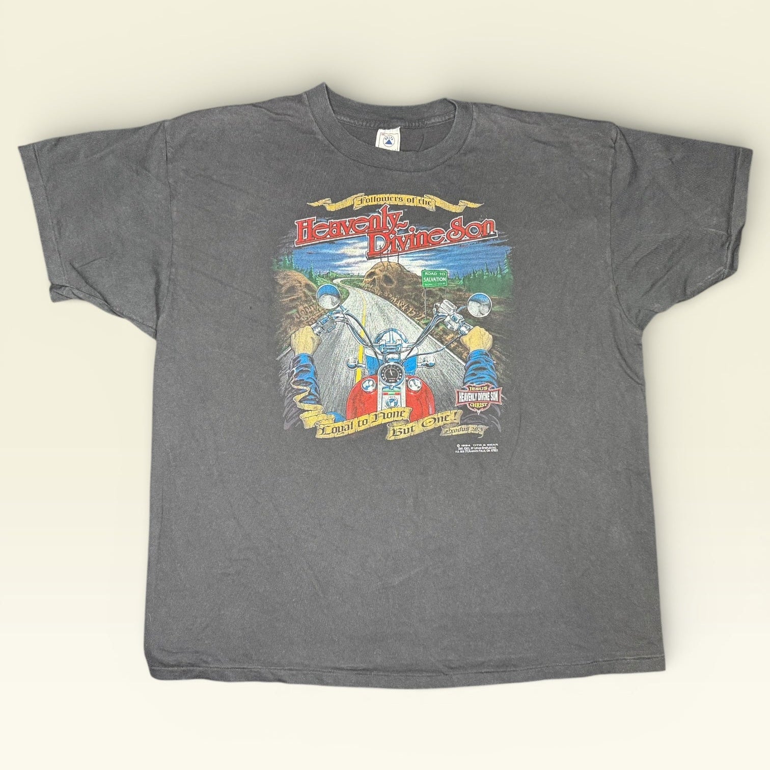 Vintage 1994 Heavenly Divine Son Biker T-Shirt 2XL Cycle Disciples Harley Parody