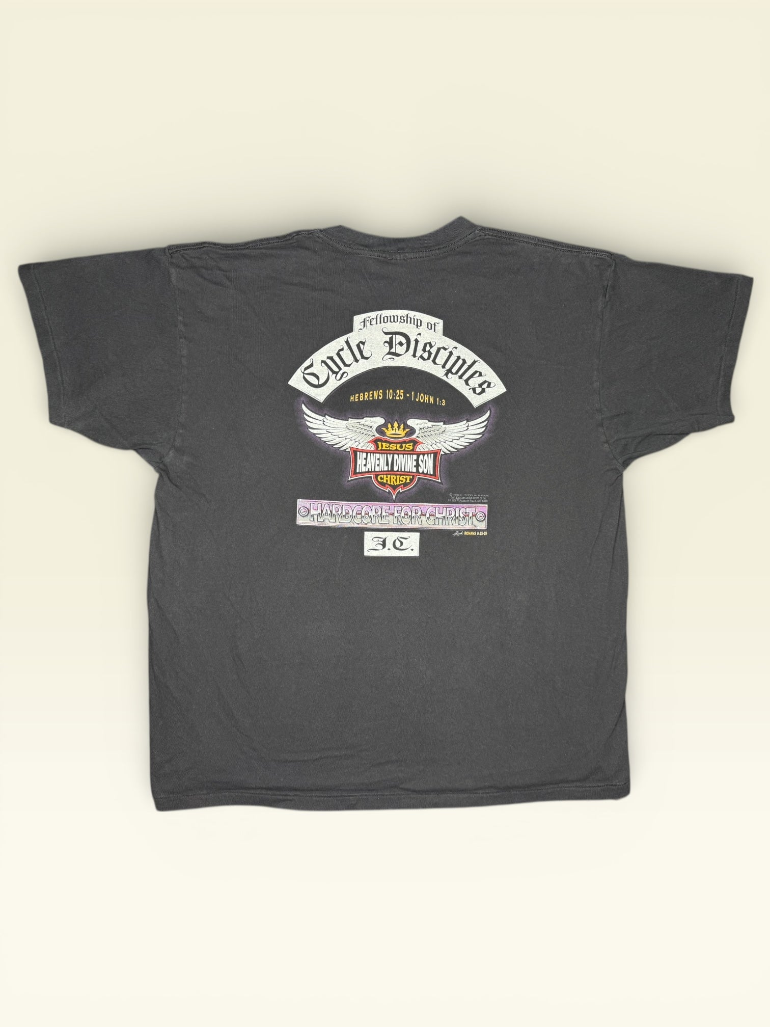 Vintage 1994 Heavenly Divine Son Biker T-Shirt 2XL Cycle Disciples Harley Parody Cycle Disciples