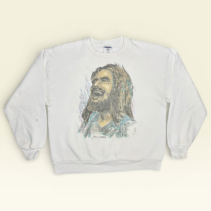 Vintage 90s Jesus Laughing Sketch Sweatshirt L/XL Ralph Kozak Art Christian Crewneck