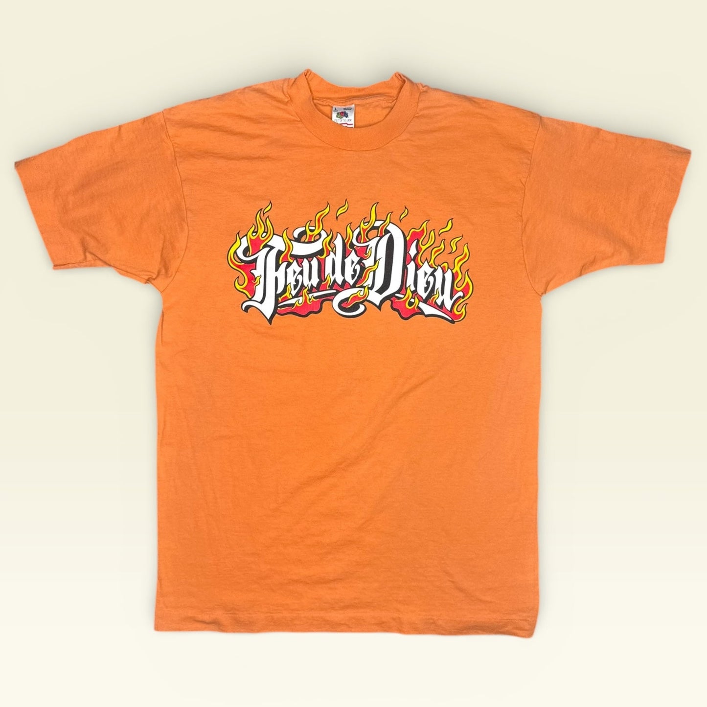 Vintage Feu de Dieu in Flame T-Shirt Salmon/Orange Single Stitch Fruit of the Loom