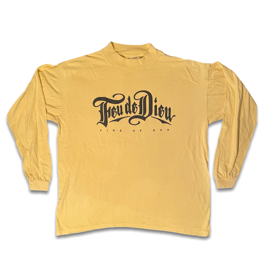 Feu de Dieu Yellow Vintage 90's Long Sleeve Shirt - Premium Long Sleeve Shirt from Feu de Dieu - Just $39.99! Shop now at Feu de Dieu