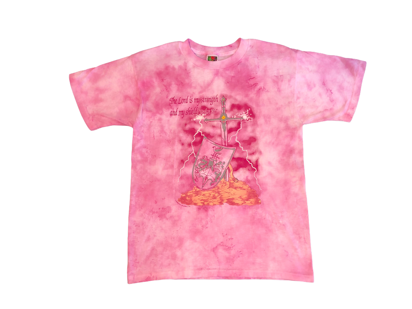 The Lord is My strength and My shield Psalms 28:7 Pink Tie-Dye Vintage T-Shirt - Premium Christian Jesus Vintage T-shirts from Feu de Dieu - Just $39.99! Shop now at Feu de Dieu