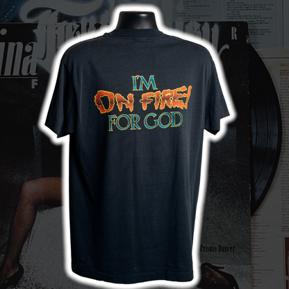 Petra 80's Prayer Warrior - I'm on Fire for God - Premium Christian Jesus Vintage T-shirts from TBD - Just $150.00! Shop now at Feu de Dieu