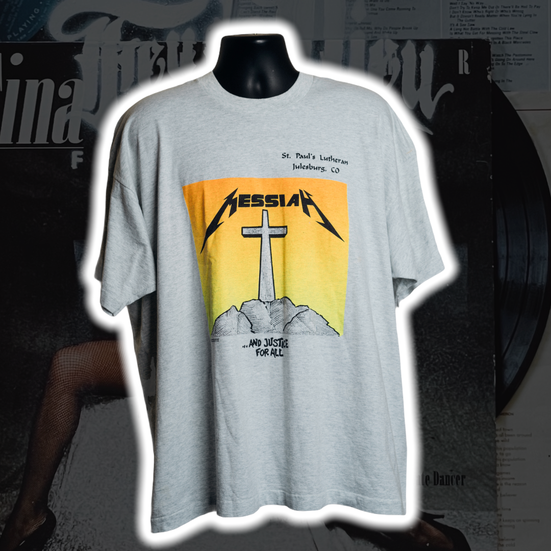 Messiah Lutheran Metallica Rare Vintage T-Shirt - Premium Christian Jesus Vintage T-shirts from TBD - Just $150.00! Shop now at Feu de Dieu
