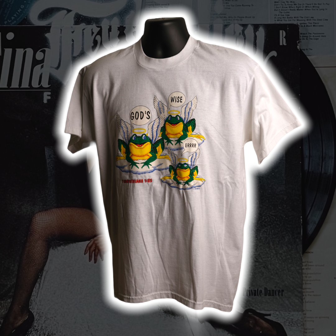 God's Wiser Frogs (Budweiser Commercial Parody) 90's Vintage T-Shirt - Premium Christian Jesus Vintage T-shirts from TBD - Just $70.00! Shop now at Feu de Dieu