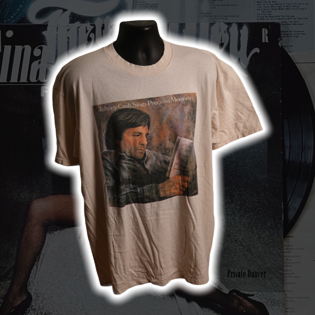 Johnny Cash Sings Precious Memories 90's Vintage T-Shirt - Premium Christian Jesus Vintage T-shirts from TBD - Just $80.00! Shop now at Feu de Dieu