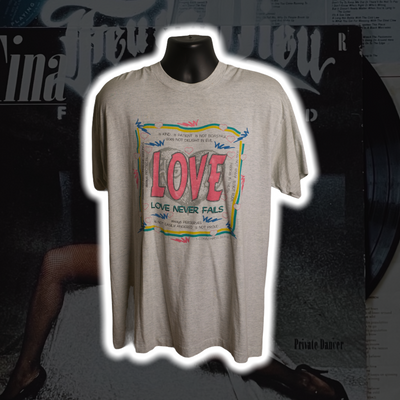 Love Never Fails 90's Vintage Shirt XL - Premium Christian Jesus Vintage T-shirts from TBD - Just $45.00! Shop now at Feu de Dieu