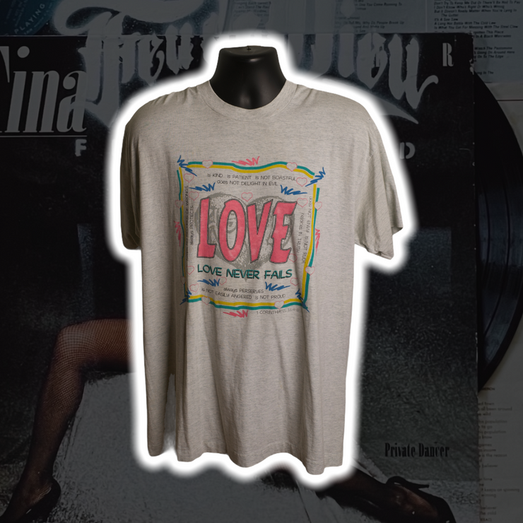 Love Never Fails 90's Vintage Shirt XL - Premium Christian Jesus Vintage T-shirts from TBD - Just $45.00! Shop now at Feu de Dieu
