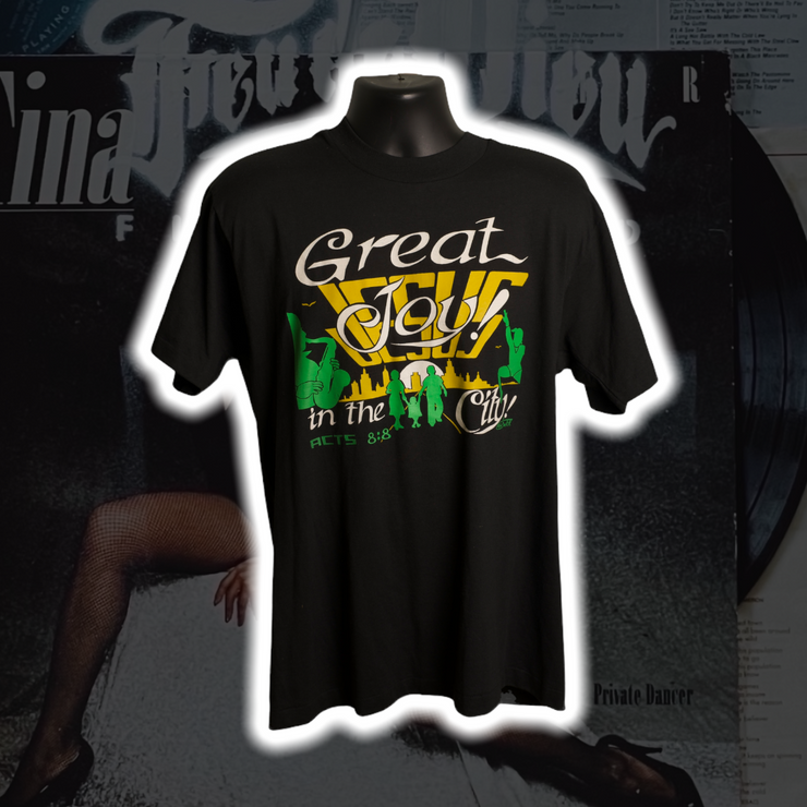JESUS Great Joy in the City '91 Vintage Shirt L/XL - Premium Christian Jesus Vintage T-shirts from TBD - Just $40.00! Shop now at Feu de Dieu