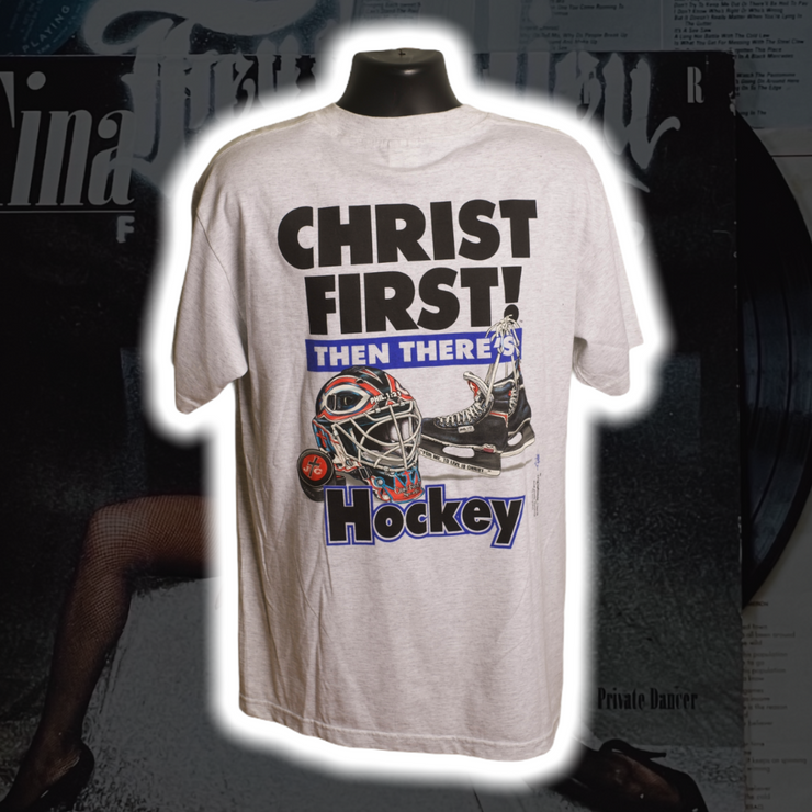 Christ First then there's Hockey '97 DS Vintage Shirt L - Premium Christian Jesus Vintage T-shirts from TBD - Just $30.00! Shop now at Feu de Dieu